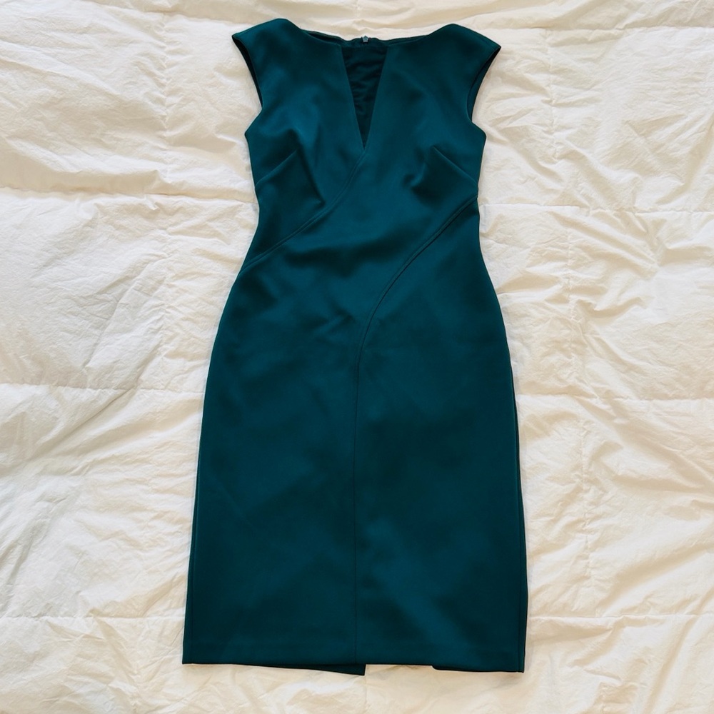 Vince Camuto Green Sleeveless Midi Sheath Dress/ Size 4/Like New - Picture 3 of 13